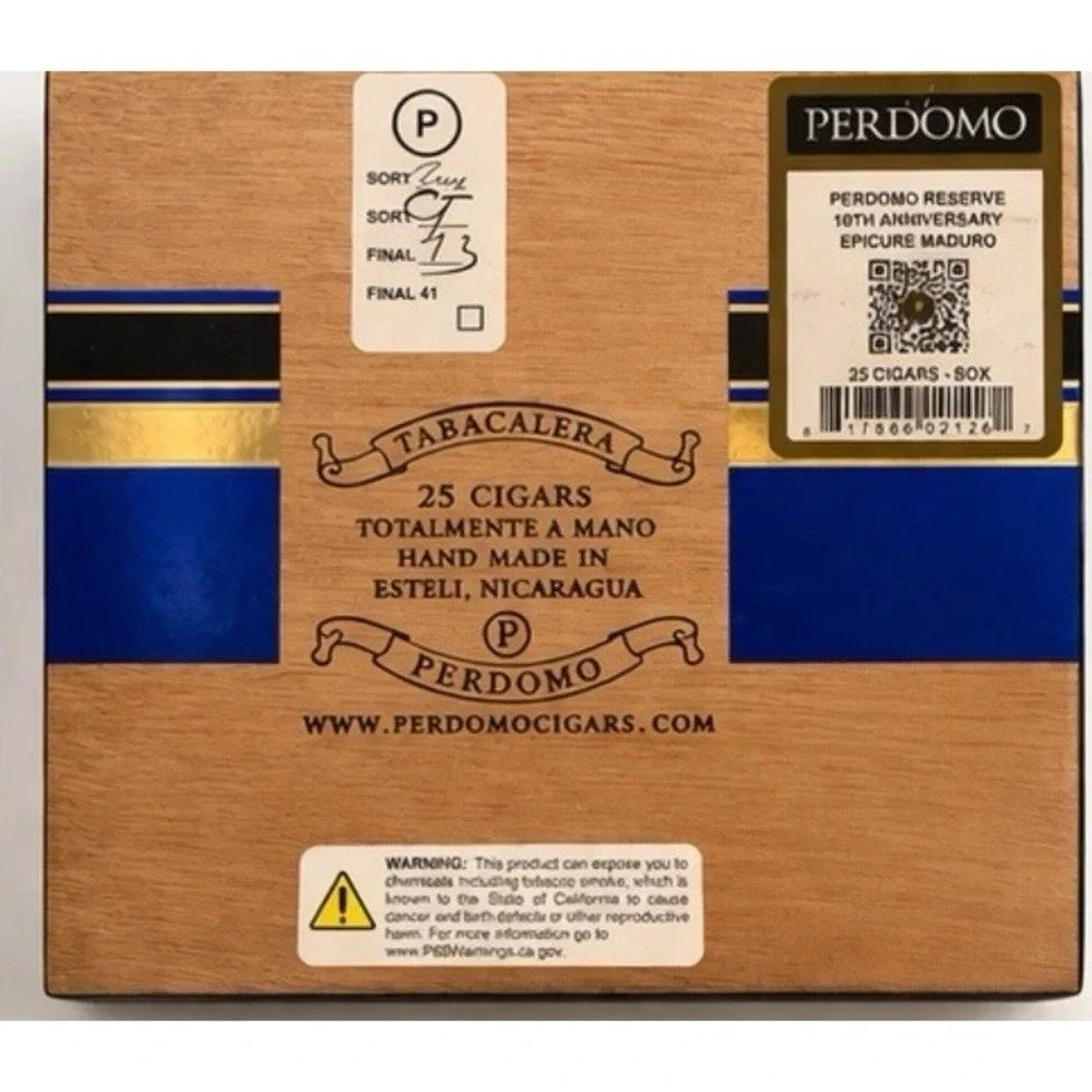 Perdomo Reserve Maduro Empty Cigar Box 10th Anniversary‎ Epicure 6x54 Wood